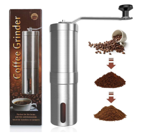 JS SHOP Manual Coffee Bean Grinder Portable Stainless Steel Coffee Bean Hand Crank Tools Adjustable