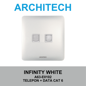 Architech Infinity White A63-E0102 Stop Kontak/JACK Telepon + Data Cat6 - White