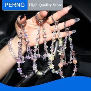 [PERNG] Tehe Y2K Aesthetic Cherry Tassel Phone Lanyard Exquisite Beaded Phone Chain Wristband Keyring Anti Lost Mobile Phone Charms