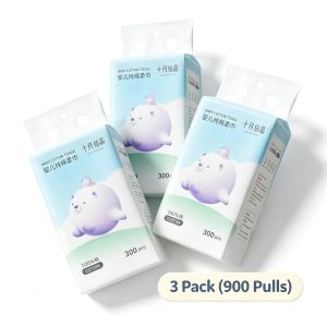 TEN‑M JOURNEY 300 Pulls 100% Pure Cotton Soft Tissue Maternity‑Grade Gentle Cotton Towel for 0‑3Y Baby