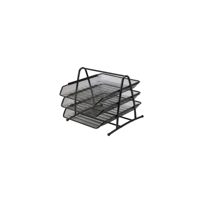 Bantex File Tray / Rak Kertas Susun Material Mesh Baja Jaring 3 Tingkat BJ7833