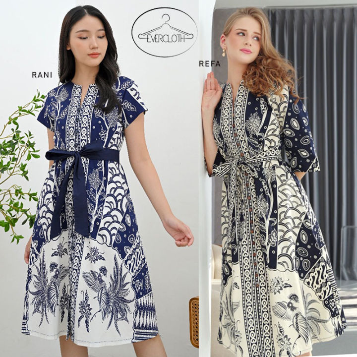 Evercloth Refa Long Dress Wanita Batik Couple Modern Dress Batik Modern Lazada Indonesia