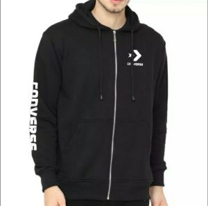 Jaket Casual Zipper Hoodie Pria Wanita Lengan Panjang Warna Hitam Ready Size S/M/L/XL/XXL/XXXL