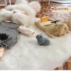 DAITING 1 12 Dollhouse giả da cừu sang trọng mô hình Dollhouse phòng ngủ phòng khách sàn mat trang trí nhà búp bê phụ kiện
