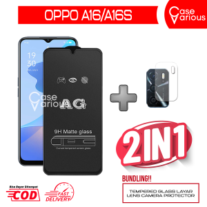 Paket 2in1 Tempered Glass Matte Anti Glare Oppo A16 A16s Free Tempered Glass Camera
