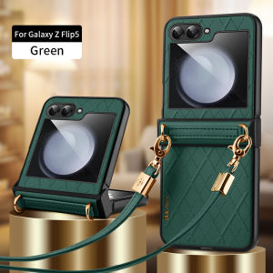 Cho Samsung Galaxy Z lật 5 trường hợp/Z lật 3 / Z lật 4 trường hợp sang trọng Boutique bản lề trường hợp đeo chéo chéo trở lại một bên vai dây buộc dài chống bám vân tay chống rơi chống sốc bảo vệ trường hợp