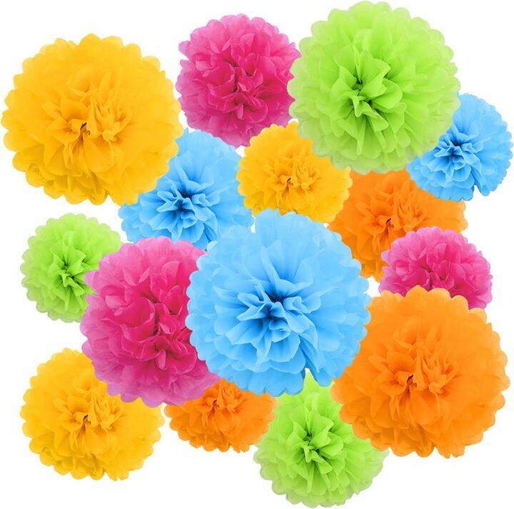 30CM 10CM Paper Flower Pom Poms DIY Paper Pom Poms Color Tissue Flowers ...