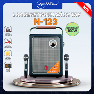 [ Tặng Kèm 2 Micro ] Loa Xách Tay Karaoke N123 Bass 15cm Kết Nối Bluetooth 5.0 USB AUX Thẻ Nhớ Cổng Micro Cổng OTG