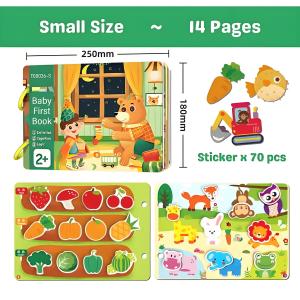 หนังสือ Busy Book ของเล่นเพื่อการศึกษาช่วงต้นสำหรับเด็ก หนังสือแบบแปะ หนังสือพลิก หนังสือเงียบ หนังสือสอนการตรัสรู้ ฉีกหนังสือ (สติกเกอร์ฟรี)