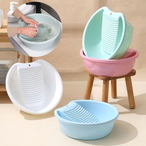 DISHONORSTORE76RE2 Thickened Washboard Laundry Basin Plastic 2IN1 Laundry Tub All-in-one Convenient Underwear Cleaning Basin Hand Washing Clothes