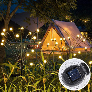 8 LED Solar Firefly Lights Outdoor Waterproof Garden Light Starburst Swaying Light for Outside Yard Pathway Patio Lawn Flower Bed Decoration