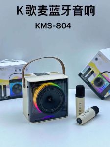Loa Bluetooth karaoke mini KIMISO KMS-804 kèm 2 micro không dây xách tay công suất lớn âm thanh sống động- Hàng nhập khẩu chính hãng