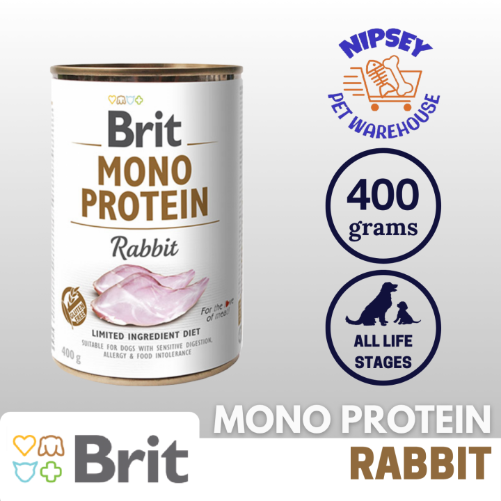 Brit Mono Protein Rabbit 400g Canned Hypoallergenic Wet Dog Food For brit-mono-protein-rabbit-400g-canned-hypoallergenic-wet-dog-food-for