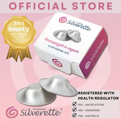 The Original Silverette 925 Italian Silver Nursing Cups + Breastfeeding Moms + Soothes Cracked Sore Nipples Skin Naturally