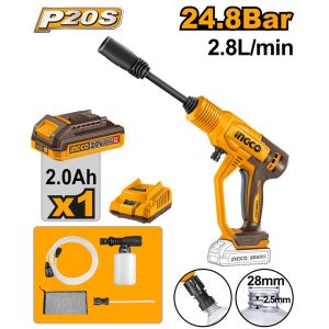 INGCO 20V LI-ION PRESSURE WASHER 24.8 BAR 1X2.0AH+CHRG CPWLI20362