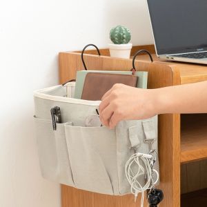 Hook Wintop Storage Basket Hanging Bedside Bedroom Pocket Organizer Linen Bag For Accessories Durable Storage Bag