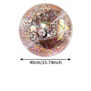 NALANILI PVC Bóng bãi biển bơm hơi  sa 40cm Bóng chơi dưới nước Vui vẻ Trong suốt Bóng bãi biển lấp lánh Tiệc bể bơi