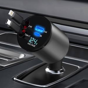 Yashino pengecas kereta cepat kabel pengecasan 120W sesuai untuk telefon bimbit iPhone satu hingga empat kepala soket palam [penghantaran cepat]