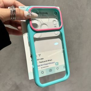 Summer Macaroon Contrast Color Clear Phone Case For iPhone 17 Air 16 15 14 13 12 11 Pro Max Plus Shockproof Acrylic Hard Cover