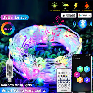 Abenkle Smart APP Light Strip RGB LED Waterproof String Light with Remote Bluetooth Music Marquee Flowing Water Breathing Light for Room Interior Decoration Christmas Tree