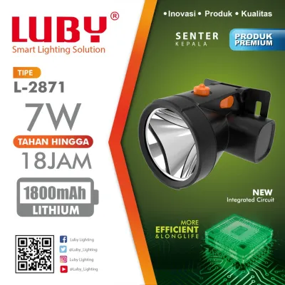 New Headlamp Luby LED L2871 senter kepala 7 watt cas ulang