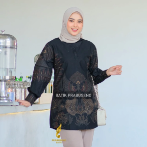 TUNIK BANOA – Prabuseno Batik Wanita Modern Atasan Baju Lengan Panjang Premium Full Furing Pakaian Kemeja Kantor Adem dan Nyaman