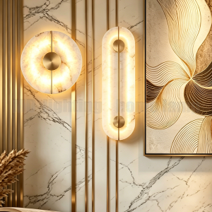 Modern Luxury Creative Marble Wall Light - Alabaster Marble Wall Lamp Sconce for Bedroom Bedside Living Room Aisle Indoor Decor