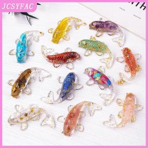 JCSYFAC Crystal Stone Gravel Lucky Koi Fish Figurine Resin Mini Quartz Fancy Carp Statue Home Decor Desk Ornament Gift