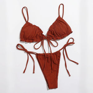 Bikini hai mảnh basic nhiều màu có đệm mút bộ đồ bơi có dây mặc được nhiều kiểu