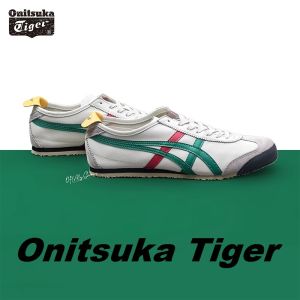 Original Tiger Shoes Classic White/green/red Mexico66 Leather Non-slip Comfortable Casual Sneakers for Men and Women 1183C102