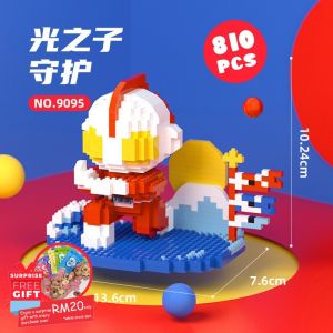 Mini Brick Ultraman Miniature Block DIY Nano Cartoon Toys Boy Girl Gift bricks Television Sparklence Hero Light Plane