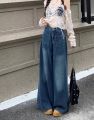 Womens long and wide tube jeans, high back KABICO womens jeans Ulzzang_K61. 