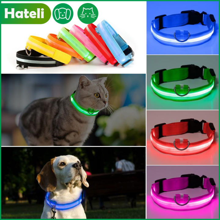 HATELI LED Pet Dog Cat Collar Luminous Safety Glow Necklace