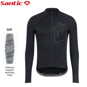 Santic Cycling Jacket Men Women Winter Warm Windproof Pockets Long Sleeve Sports Bicycle Bike Coat