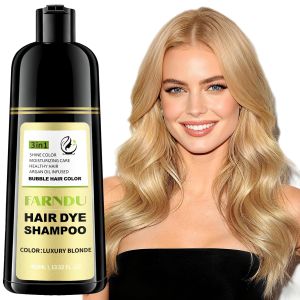 Blonde Brown Hair Dye Shampoo for Women Men Gray Hair Coverage Ammonia Free & Paraben Free Herbal Natural 3 in 1 Hair Color Shampoo
