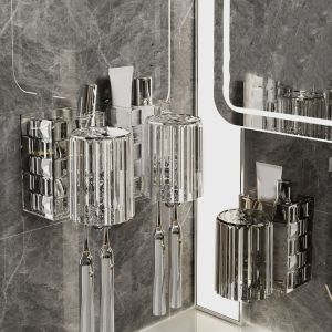 RXHWF Nhựa Giá để bàn chải đánh răng gắn tường Chống bụi Có thể thoát nước Giá đựng cốc nước súc miệng Sang trọng nhẹ Tối giản Giá để cốc bàn chải đánh răng Dành cho gia đình