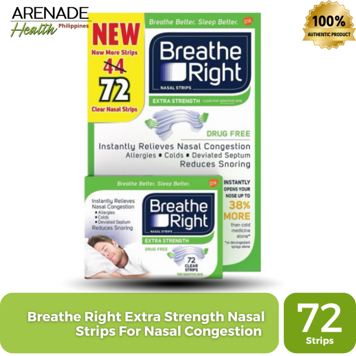 Breathe Right Extra Strength Nasal Strips For Nasal Congestion (72 ...