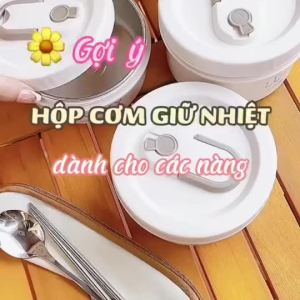 Hộp đựng cơm giữ nhiệt văn phòng lúa mạch Lunch  3 tầng Inox 304 chống gỉ cao cấp sang trọng bảo hành 12 tháng