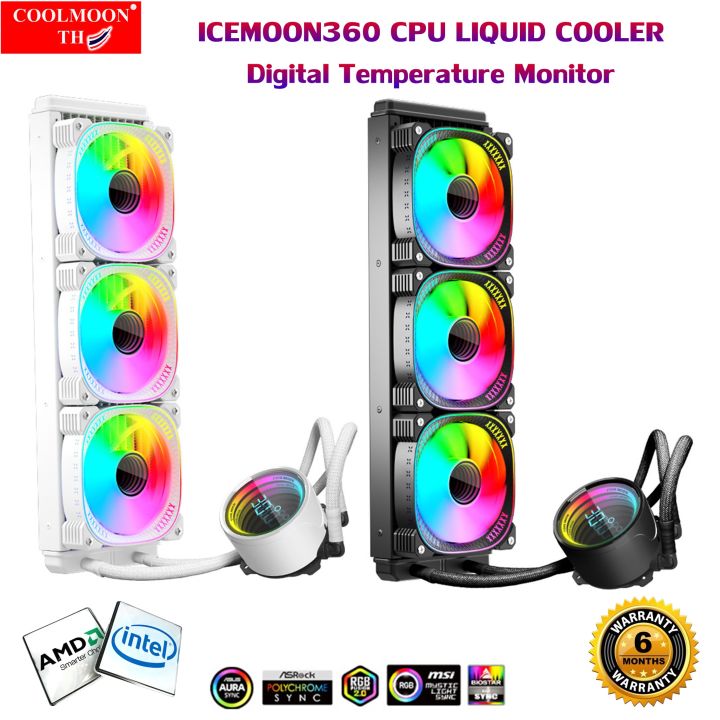 ICEMOON360 3D Temperature Monitor ARGB CPU Liquid Cooler intel AMD ชุดน้ำCPUระบบปิดหม้อน้ำ3ตอนมีจออุณหภูมิ