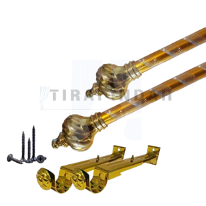 Set Penyangga Gorden Metalik Elegan dengan 2 Tutup - 50-200 cm + 2 Braket