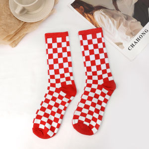 【♡Lovely girls house♡】ถุงเท้าหมากรุก ลายตารางหมากรุก สไตล์สตรีท ยุโรป และอเมริกา แฟชั่นสําหรับผู้ชาย และผู้หญิง