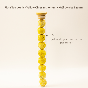 Tea Therapy Singapore Flora Tea Bomb - Yellow Chrysanthemum + Goji Berries - Antioxidant-Rich Skin & Vision Support