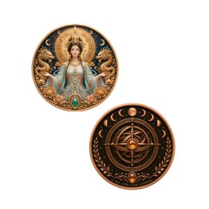 【discount store】8 Types Mythology Goddess Pattern Series 1oz .999 Pure Copper Commemorative Coin Color Printed Vintage Astrology Collectible Gif