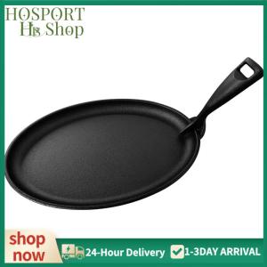【HPS】 Iron 10.6 X 6.89in Griddle Oval Shape Steak Plate Fajita Skillet Sizzle Griddle Fajita Server Plate for Stove Cooking Grilling Meats Seafood