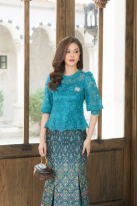 CHANIDA เสื้อลูกไม้ออกงาน เนื้อลูกไม้ฝรั่งเศส งานสวยหรู ทรงแขนบอลลูน ทรงสวย ตรงปก งานคุณภาพ  (รหัสสินค้า 8305) *ราคาเฉพาะเสื้อ* ผู้หญิง Women Clothing ชุดออกงาน ชุดลูกไม้