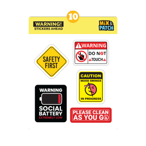 Warning Signs Sticker Sheet Sticker Bundle Sticker Set Planner Stickers Journal Stickers