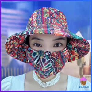 First Chioce  หมวกกันแดด ป้องกันฝุ่น ระบายอากาศได้ดี ป้องกันใบหน้า ลายดอกไม้ Sun hat