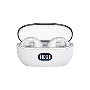 Bluetooth 5.3 Clip On Ear Wireless Headphone Bone Conduction Earphone LED Battery Display Gaming Earbuds