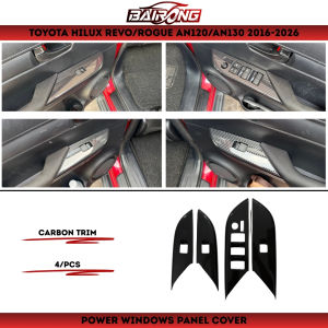 [BAIRONG]Toyota Hilux Revo/Rogue AN120/AN130 2016-2026 Carbon Trim Power Windows Panel Garnish Protector Cover