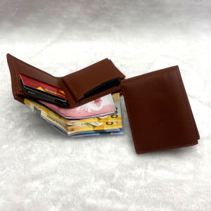 Multifunctional genuine leather mens tri-fold short wallet wallet coin card holder ID